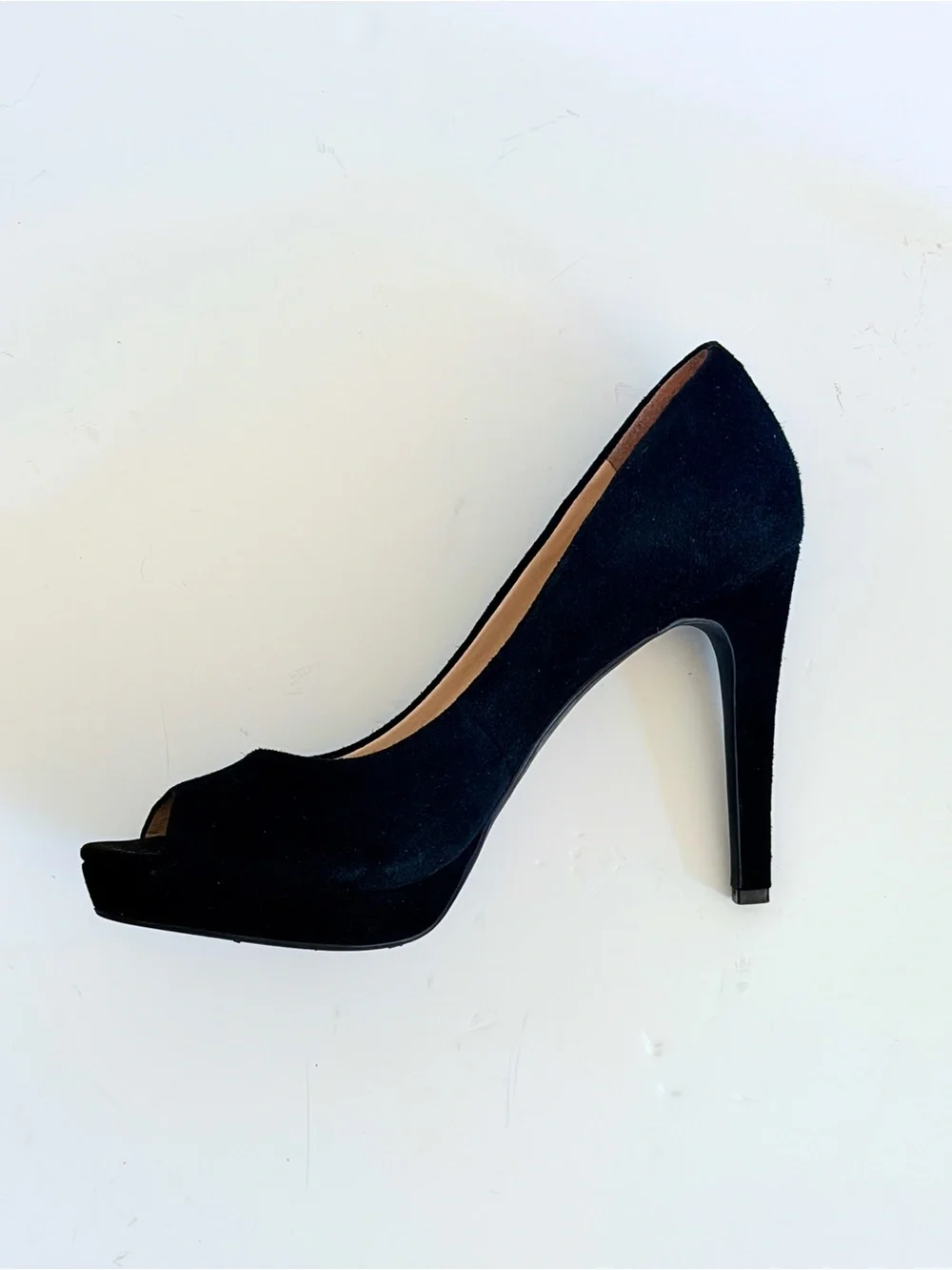 Jessica Simpson Kelli Peep Toe Platform Pumps, Black Suede, 9M 👠
